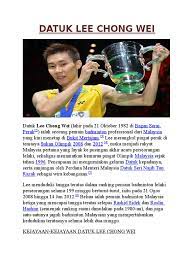 Maybe you would like to learn more about one of these? Datuk Lee Chong Wei
