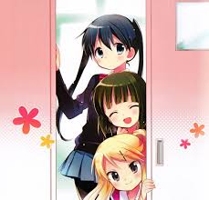 Kiniro Mosaic Aya Karen And Shinobu Art By Hara Yui Zerochan Mosaic Kawaii Anime Anime