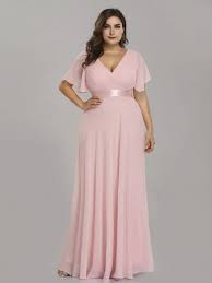 Plus Size Long Empire Waist Evening Dress With Short Flutter Sleeves Vestidos Vestidos Para Madrinhas Gordinhas Modelo Vestido Madrinha