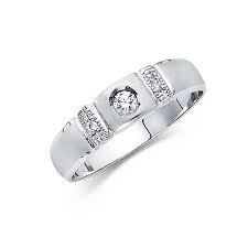14k Solid White Gold Diamond Men S Wedding Band Ring Cubic Etsy Mens Wedding Bands White Gold Mens Diamond Wedding Bands Rings Mens Wedding Bands