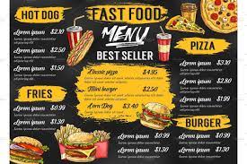 Fast Food Restaurant Vector Menu Sketch Template Fast Food Menu Food Menu Design Food Menu Template