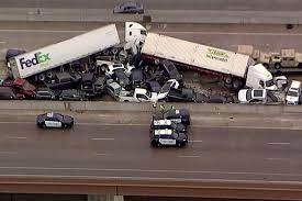 The pileup was reported around 6:00am. Video Shows 18 Wheeler Barrel Into Cars During Texas Pileup