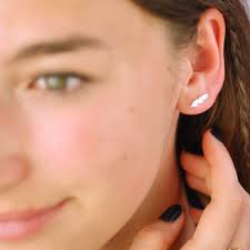 Sterling Silver Small Feather Stud Earrings, Feather Ear Stud, Feather Ear  Crawler, Feather Jewellery, Feather Climber, Ear Cuff, Boho Gift