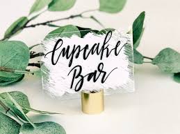 Acrylic Brush Stroke Buffet And Dessert Table Signs Painted Etsy Dessert Table Sign Diy Letters Table Signs