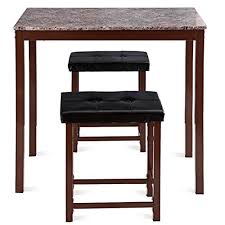 Giantex 3 Pcs Counter Height Dining Set Faux Marble Table 2 Chairs Kitchen Bar Furniture Red Brown In Dubai Uae Whizz Table Chair Sets