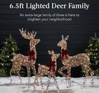Best Choice Products 6.5ft 3-Piece Lighted Christmas Deer Set Outdoor Yard  Decoration w/ 385 LED Lights, Stakes - Rattan