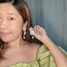 White Magnolia Flower Earrings for Bridal Jewelry Elegant Beaded Floral  Dangles for Anniversary Gift for Wife