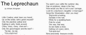 All together children, now clap! Poem The Leprechaun By William Allingham