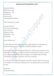 Resignation Letter How To Write A Letter Resignation To Company Format Samples A Plus Topper