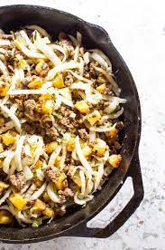 One Pan Ground Beef Breakfast Hash Paleo Whole30 Aip Hurried Health Nut Recipe Quick Dinner Recipes Healthy Ground Beef Breakfast Breakfast Recipes Easy