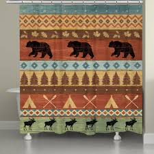 Rustic Shower Curtains Bear And Moose Crossing Shower Curtain