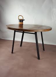 Konk Industrial Round Table Oak Steel Etsy Industrial Round Dining Table Round Dining Table Table