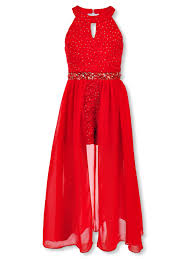 girls bejeweled waist walk thru dress by speechless in red silver