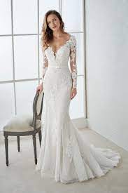 Buy Discount 2018 V Neck Long Sleeves Mermaid Lace Wedding Dresses With Appliqu Long Sleeve Mermaid Wedding Dress Wedding Dress Sleeves Lace Dress With Sleeves