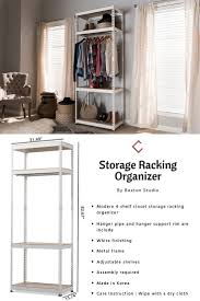 Baxton Studio Gavin White Metal 4 Shelves Closet Storage Racking Organizer Closet Storage Closet Shelves Shelves