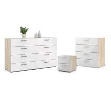 Set (california king bed, dresser & nightstand), created for macy's online at macys.com. 3pc Set With 1 Nightstand 1 Chest And 1 Double Dresser In Oak And White Gloss 2018635 Pkg