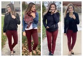 Ad How To Wear The Most Comfortable Burgundy Liverpooljeans This Fall And Winter Liv Burgundy Jeans What To Wear With Burgundy Pants Burgundy Jeans Outfit