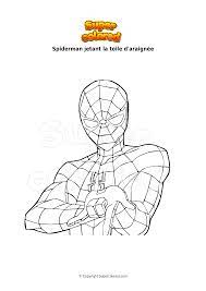 Coloriage Spiderman jetant la toile d'araignée - Supercolored.com