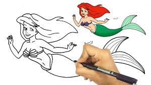 تعليم الرسم للاطفال كيف ترسم حورية البحر اريل مع الخطوات للمبتدئين Youtube Art Drawings Drawings Drawing For Kids