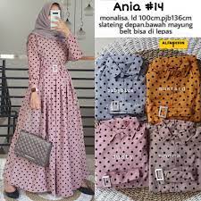 Model gamis kombinasi, model gamis anak cewek modis, model gamis terbaru 2018, model gamis syari 2019, model gamis batik tunik, 21 model gamis brokat 2018 untuk hijabers modis gambar via gambarbusanamuslim.net. Ania 14 Gamis Polkadot Terbaru Shopee Indonesia
