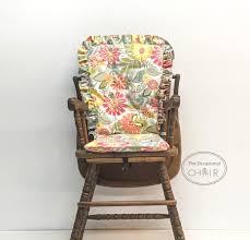 High Chair Cushion For Vintage Wooden High Chairs Custom Made Reversible French Country Farmhouse Style