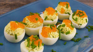 Jacques Pepin S Deviled Eggs With Trout Caviar Deviled Eggs Recipe Jacque Pepin Deviled Eggs