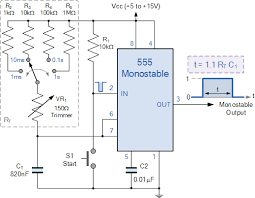 We need to set 555 timer in monostable mode to build timer. 555 Timer Tutorial The Monostable Multivibrator