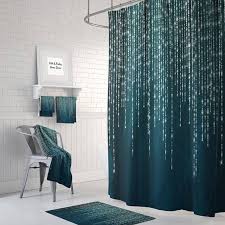 Black And Blue Shower Curtain Boho Lights Shower Curtain Etsy Green Shower Curtains Teal Shower Curtains Teal Bathroom Decor