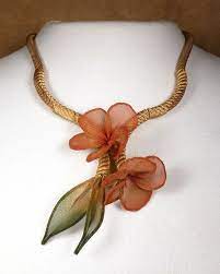 Plumeria Cluster Necklace By Sarah Cavender Metal Necklace Artful Home Metal Necklaces Cluster Necklace Wire Crochet Jewelry