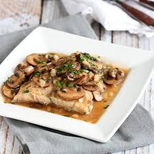 Baked Halibut Marsala Recipe With Mushrooms Healthy Dinner Recipe Recipe Barramundi Recipes Barramundi Fish Recipe Marsala Recipe