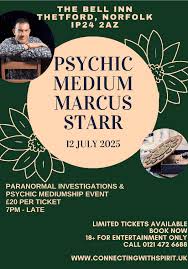 Paranormal & Psychic Event with Celebrity Psychic Marcus Starr @ Bell  Hotel, Thetford at Bell Hotel event tickets from TicketSource