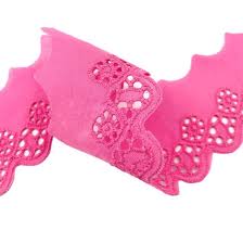 Vintage cotton lace border for fabric, eyelet design. China Embroidery Fabric Stock Most Popular Double Border Pink Cotton Lace China Double Border Pink Cotton Lace And Cotton Lace Dress Price