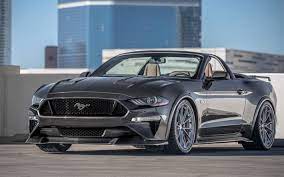 Download Wallpapers Ford Mustang Gt Convertible 2017 Sports Cars Gray Cabriolet American Cars Ford Besthqwallpapers Com Mustang Convertible Sports Cars Mustang Ford Mustang Gt