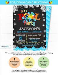 Pool Party Invitation Swimming Pool Birthday Party Winter 7 99 Poolpartyinvitation Swimmingpoolbirthdayparty Winterpoolparty