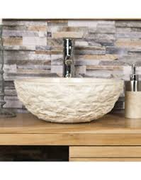 cream rough hewn stone bowl sink 40 x