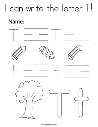 I Can Write The Letter T Coloring Page Twisty Noodle In 2020 Letter T Lettering Coloring Pages