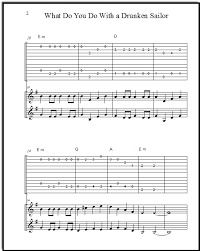 It includes high quality pdf sheet music files with audio mp3 and mp3 accompaniment files and interactive sheet music for realtime transposition. What Do You Do With A Drunken Sailor Chords Guitar Tabs