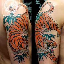 Japanese Tiger Tattoo By George Bardadim Bardadim Tattoo Nyc Bamboo Tattoo Tattoos Tiger Tattoo