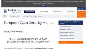 Erhalten sie in diesem training grundlagenwissen zur strukturierten umsetzung des bsi. European Cyber Security Month 2018 Mit Docsetminder Allgeier Core Gmbh Vormals Grc Partner Gmbh Pressemitteilung Pressebox