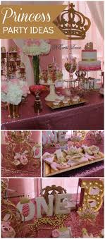Birthday Theme Ideas For Baby Girls Princess Birthday Once Upon A Time There Was A Little Princess Who Was Turning One Catch My Party Princess Birthday Birthday Parties Gold Party