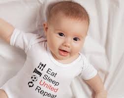 Manchester United Funny Baby Grow With FREE P&P Eat Sleep United Repeat,  Made From 100% Soft Cotton.