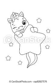 5 different coloring pages to print. Cute Baby Unicorn With Star Coloring Page Canstock