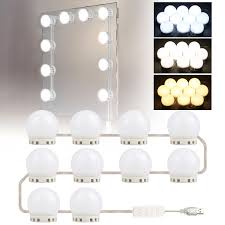 Our stylish vanity lights will give you enough illumination to complete your morning routine, and you can add a unique touch to any room with one of our fun led novelty lights. Vanity Lights For Mirror 10led Hollywood Lighted Makeup Vanity Mirror With Dimmable Lights Bulb Stick On Led Mirror Light Kit For Vanity Set Usb Makeup Light Mirror With Lights Lights Around