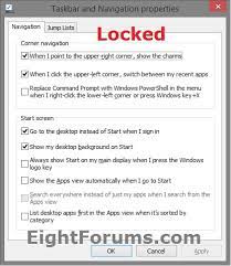 The taskbar usually sits at the bottom of your screen but can be moved to any of the. Taskbar Settings Lock Or Unlock In Windows 8 Windows 8 Help Forums