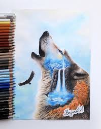 Lonely Wolf Drawing Wolf Drawing Art Animal Art