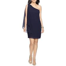 Lauren Ralph Lauren Georgette One Shoulder Dress One Shoulder Dress Navy Cocktail Dress Off One Shoulder Dress
