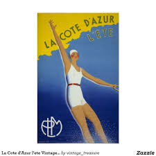 Restored And Digitally Enhanced Vintage Travel Poster Showing A Woman Water Skiing Above Her Head Vintage French Posters Vintage Travel Posters Travel Posters