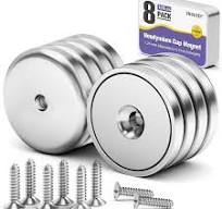 Pack of 8 Neodymium Magnet Cup 100 LBS Pull Force Rare Earth Magnets with  Countersunk Hole Industrial Strength Round Base, 1.26''D x 0.2"H, Screws ...