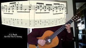 Le corde della chitarra sul pentagramma. J S Bach Air On The G String Bwv 1068 One Guitar With Score And Tab Youtube