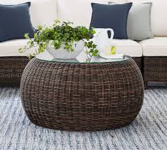 (79) £107.12 free uk delivery. Torrey All Weather Wicker Outdoor Coffee Table Pouf Espresso Pottery Barn